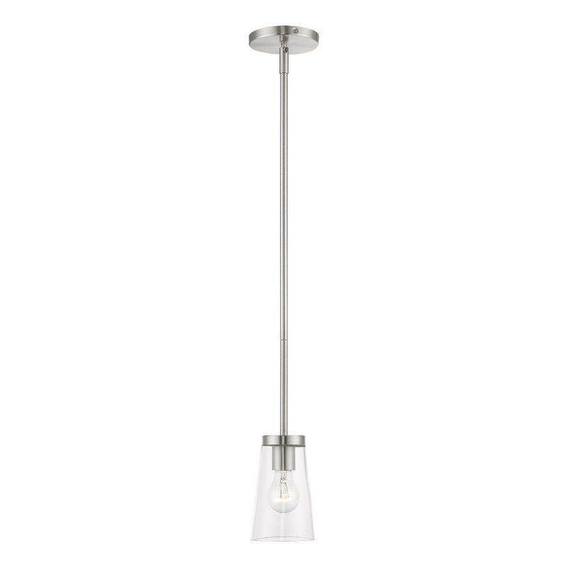 Brushed Nickel Mini Pendant with Clear Glass Shade