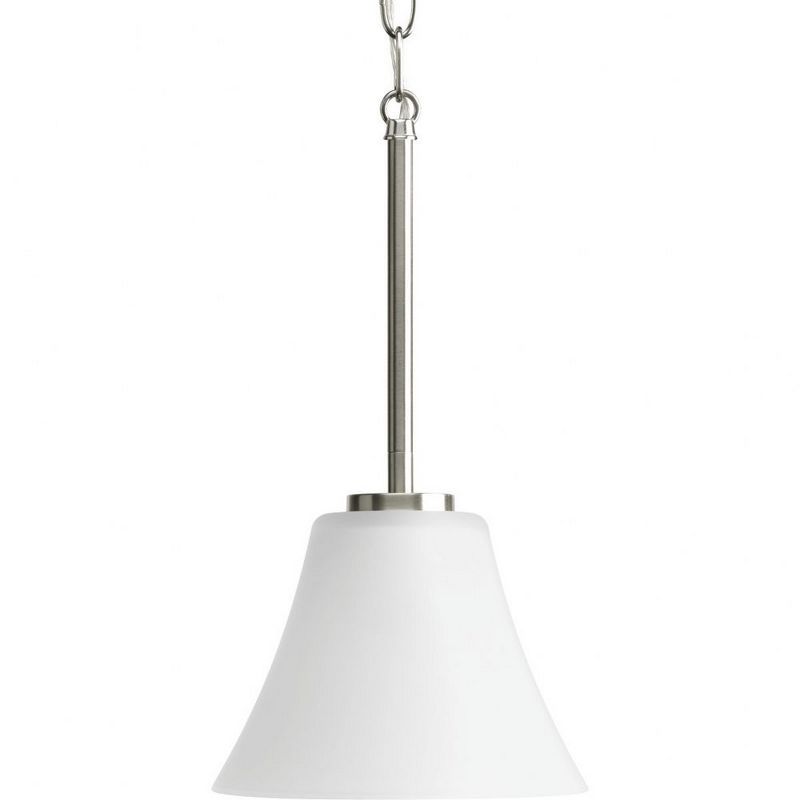 Bravo Brushed Nickel Mini Pendant with Etched Glass Shade