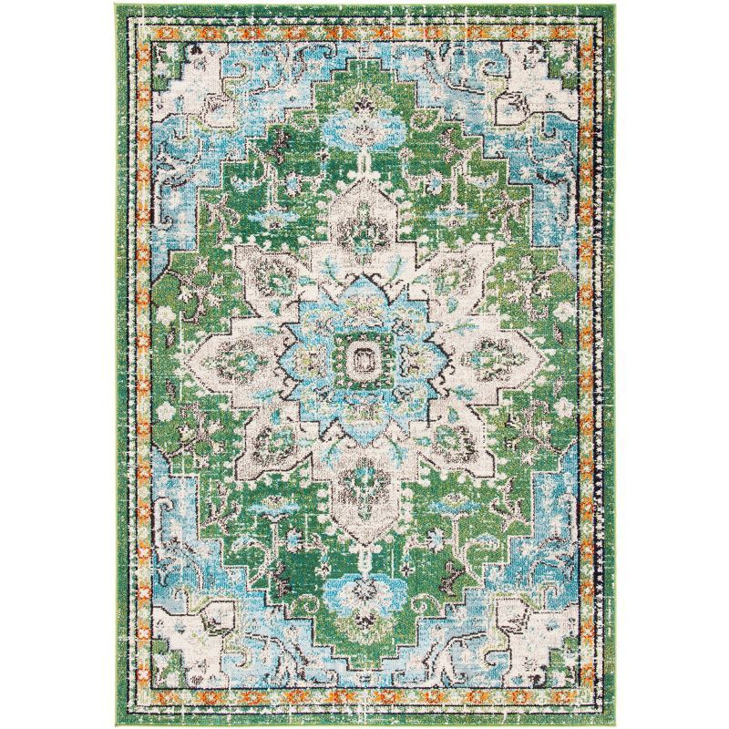 AquaMist Hand-Knotted Green Turquoise Synthetic 5'3" x 7'6" Rug