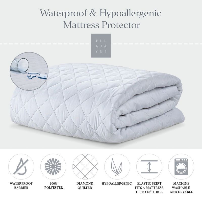 Twin XL White Waterproof Down Alternative Mattress Protector