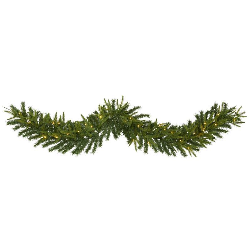 6ft Green Pine Artificial Christmas Garland with Clear LED Lights