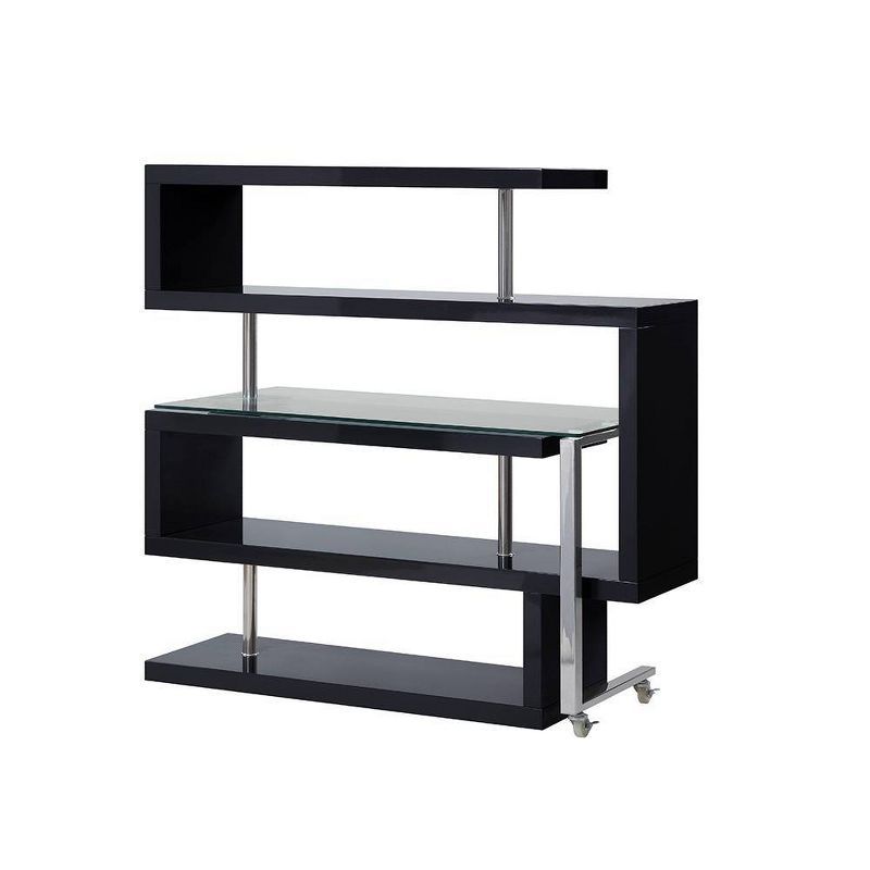 Raceloma Clear Glass Writing Desk with Chrome & Black Finish