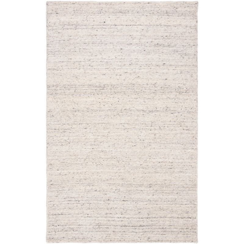 Elegant Ivory Hand-Tufted Wool Rectangular Rug, 5' x 8'