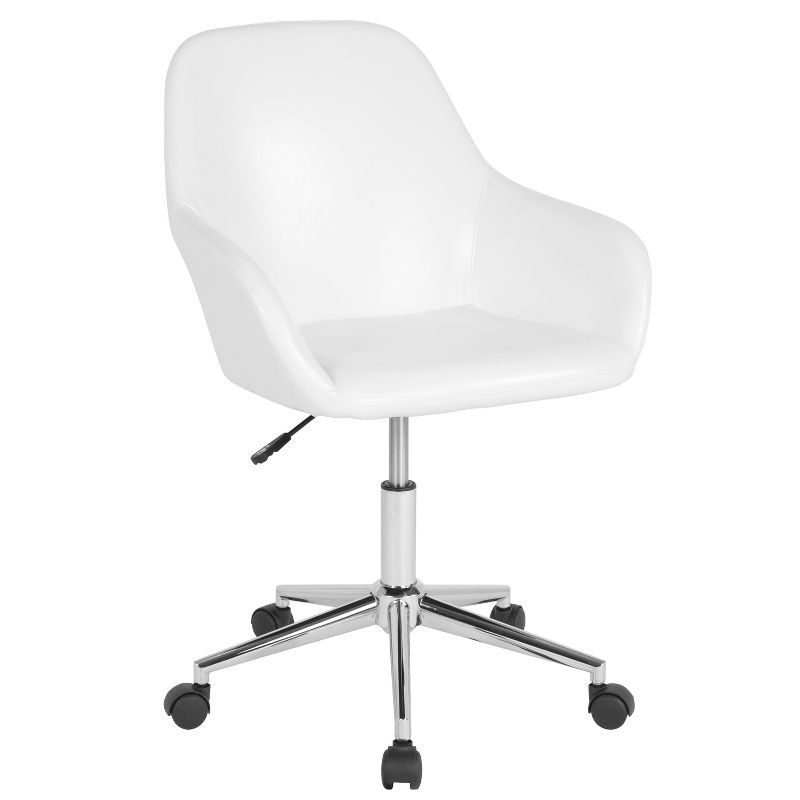 White LeatherSoft Mid-Back Ergonomic Swivel Office Chair