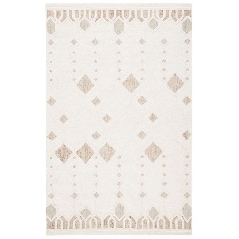 Ivory Geometric Hand-Tufted Wool Area Rug