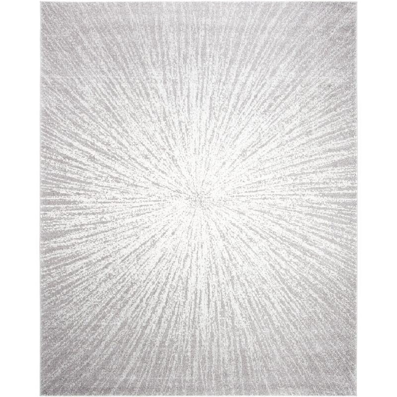 Evoke Abstract Sunburst 8' x 10' Dark Grey/Ivory Synthetic Area Rug