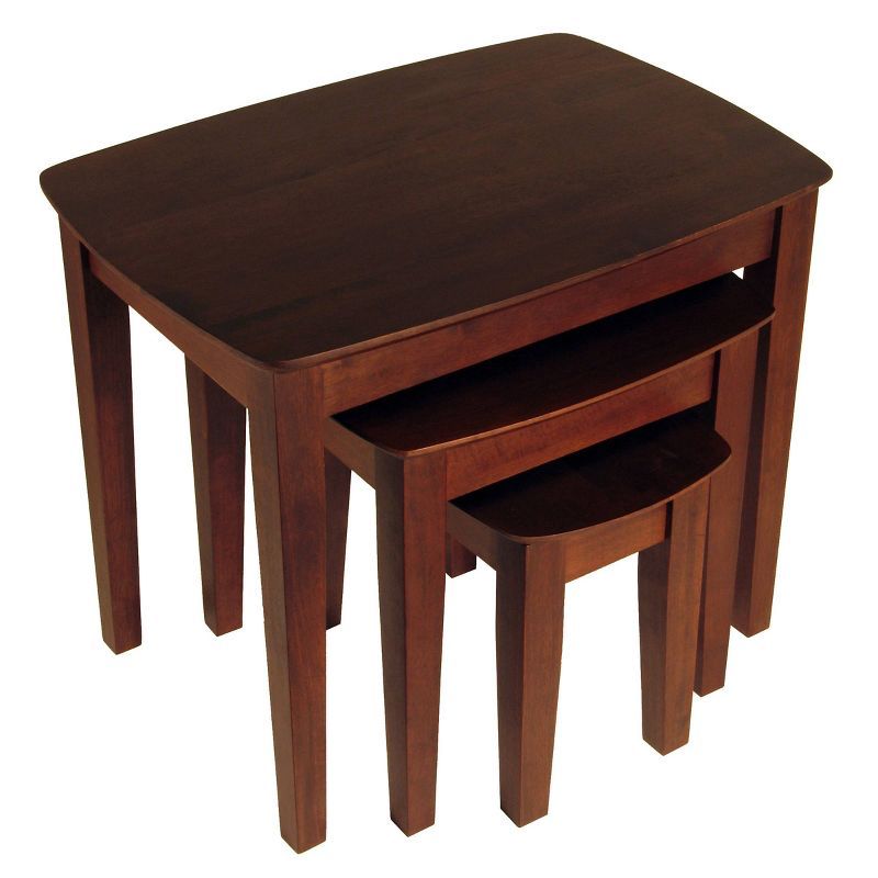 Transitional Bradley 3-Piece Walnut & Stone Nesting Table Set