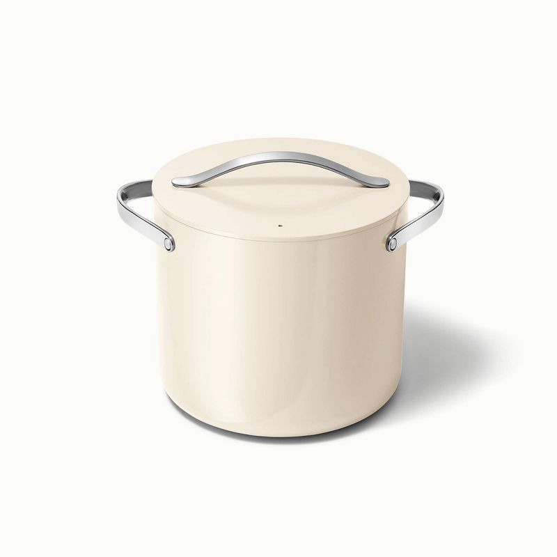 Cream 12 qt Ceramic-Coated Non-Stick Stock Pot with Lid