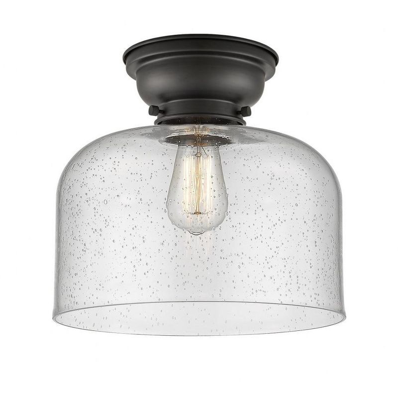 Matte Black Seedy Glass Vintage Flush Mount Light