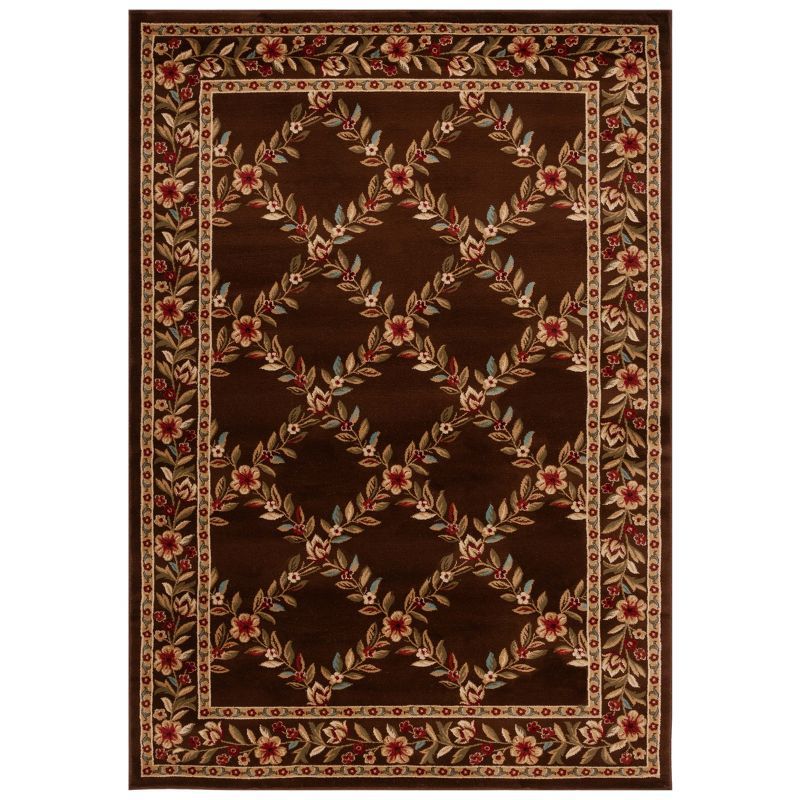 Brown Floral Trellis 12' x 15' Synthetic Area Rug