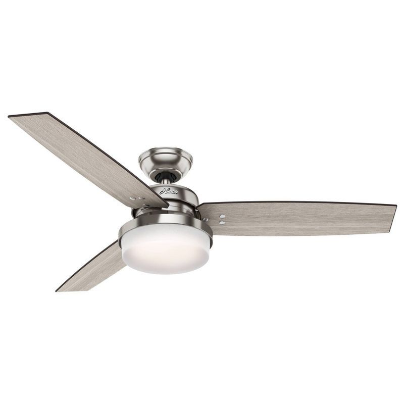 52" Brushed Nickel Ceiling Fan with LED Light and Remote