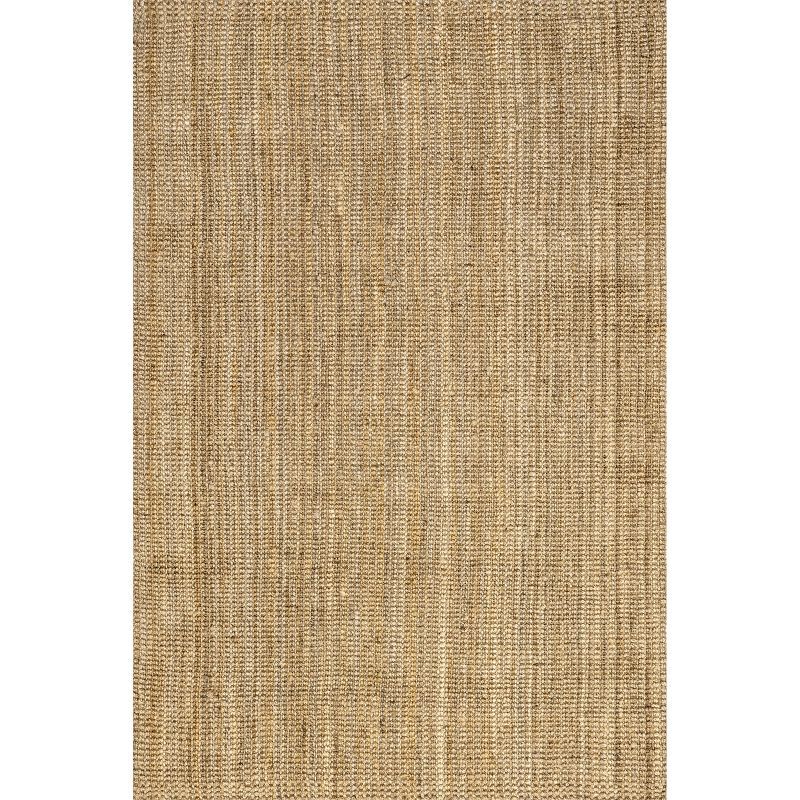 Handmade Coastal Farmhouse Jute Area Rug, 5' x 8', Natural
