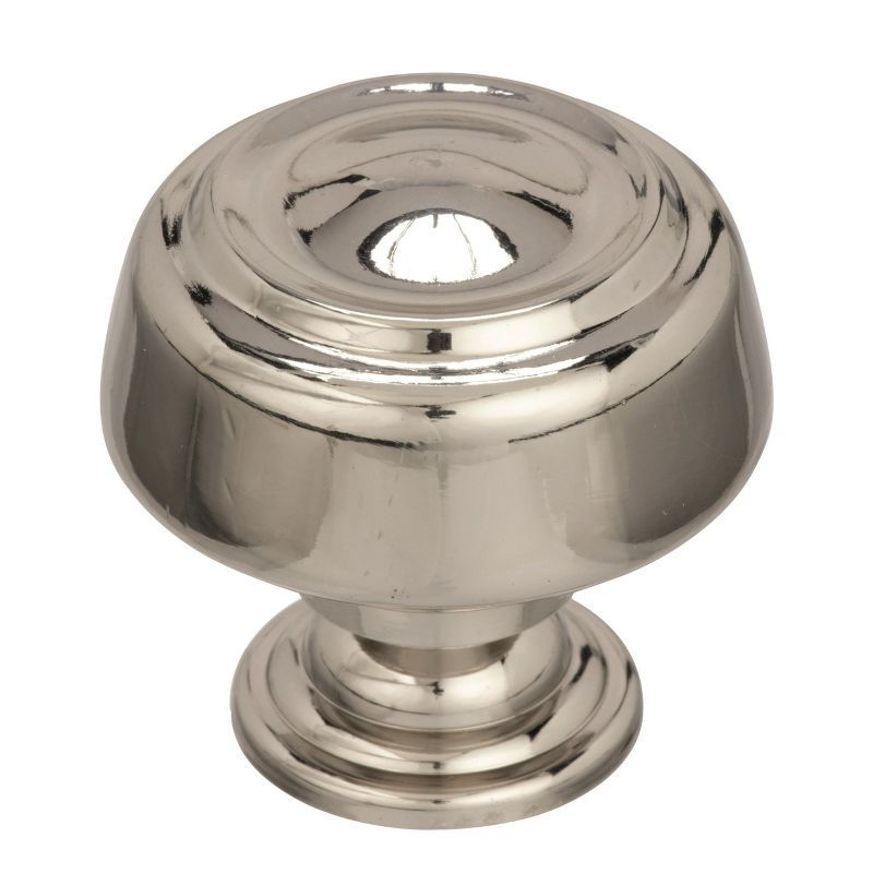 Polished Nickel Round Cabinet Knob with Mounting Hardware