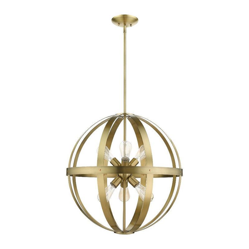 Antique Brass Sputnik 6-Light Globe Pendant Chandelier
