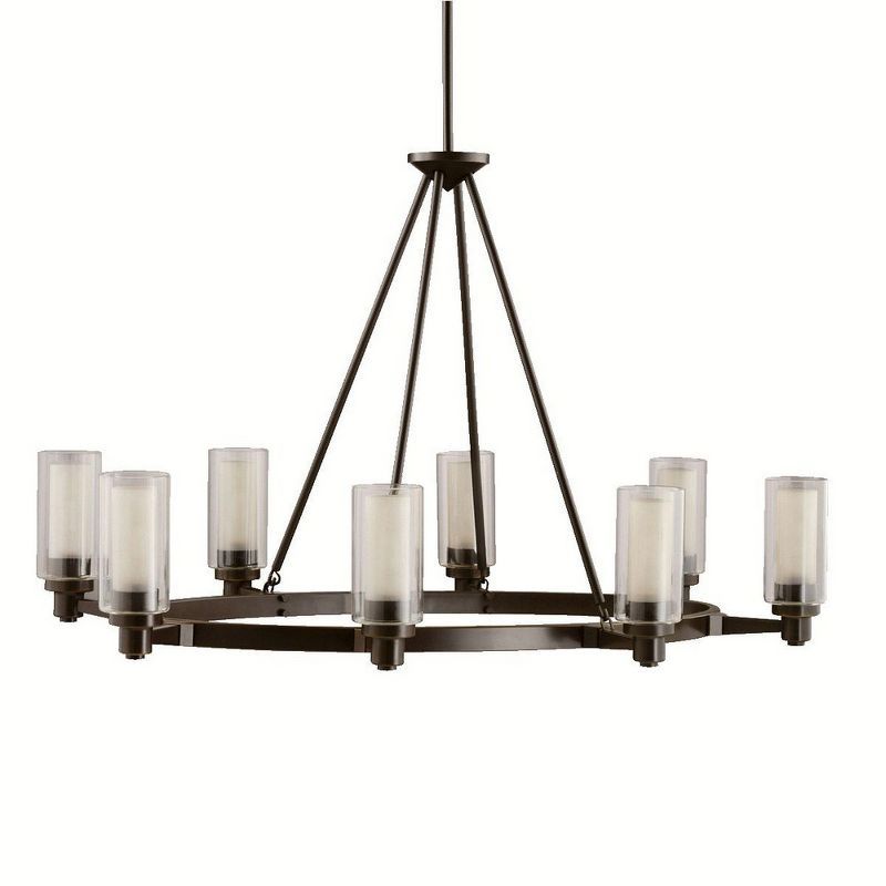 Circolo 27" Bronze 8-Light Oval Chandelier with Clear Glass