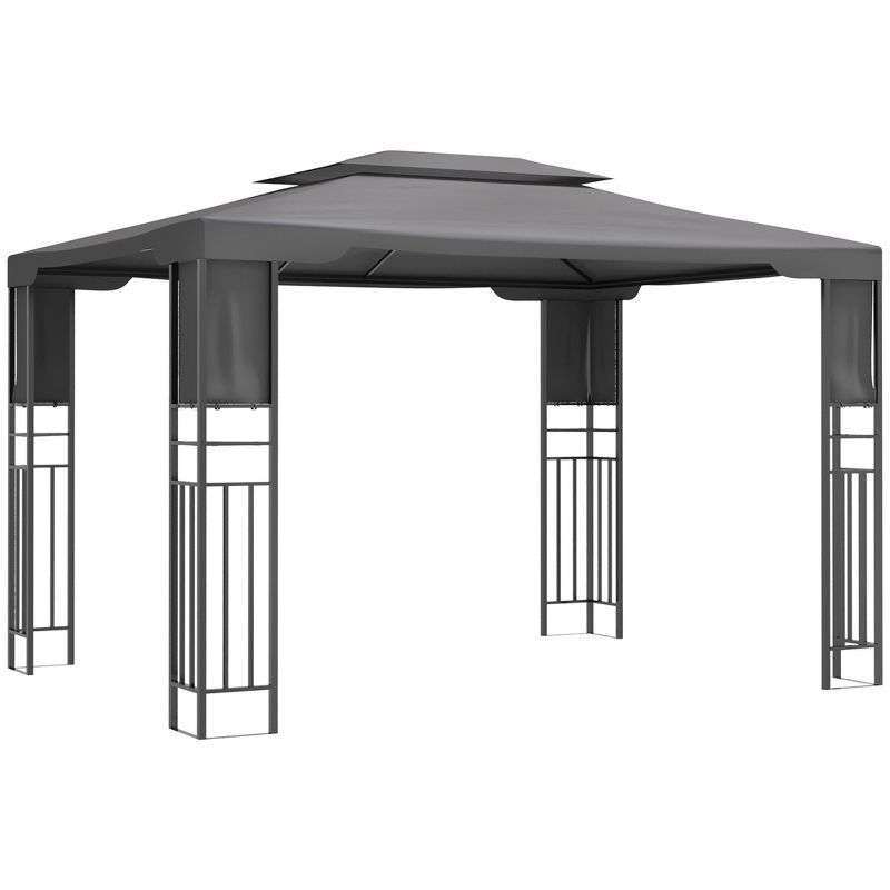 Outsunny 13' x 10' Gray Steel Frame Patio Gazebo