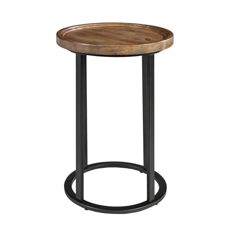 Irisa Round Reclaimed Oak and Iron Accent Table