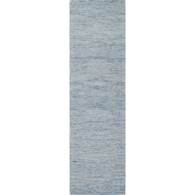 Light Blue Wool Hand-Tufted Runner Rug 2'3" x 8'