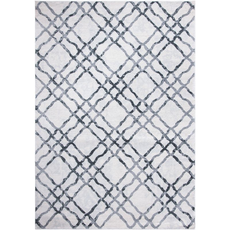 Ivory and Grey 4' x 6' Hand-Knotted Synthetic Area Rug