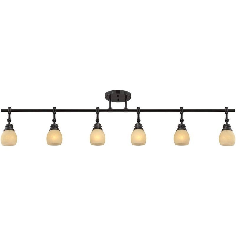 Elm Park 57.5" Bronze Track Light with Amber Glass Shades