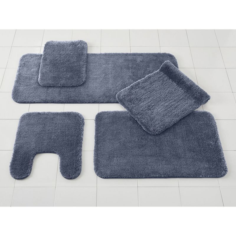 Slate Blue Plush Tufted Nylon Bath Rug Set