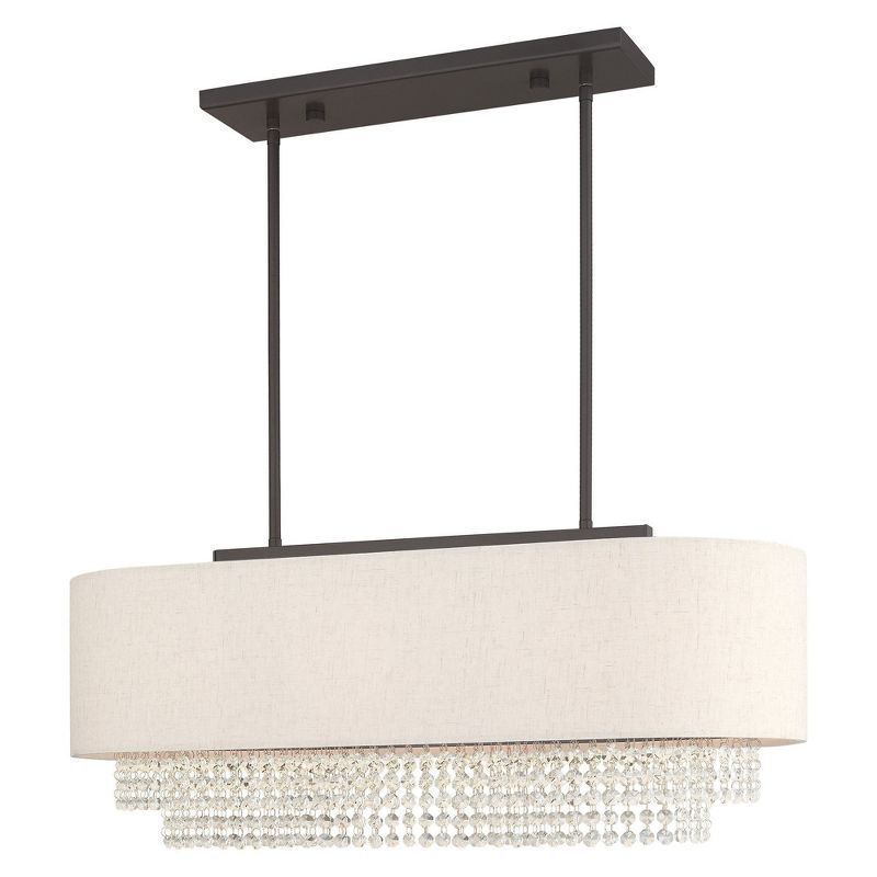 Carlisle English Bronze 3-Light Linear Chandelier with Crystal Draping