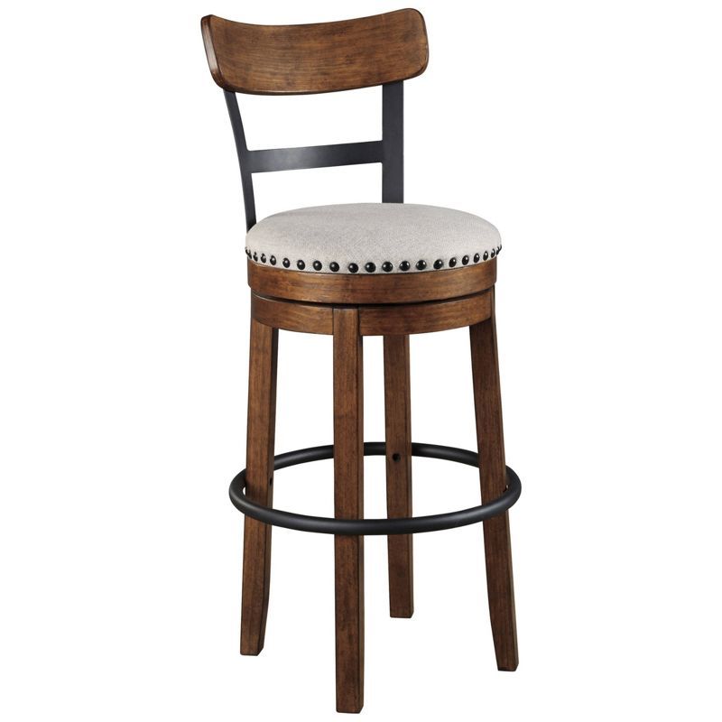 Rustic Brown 43" Industrial Swivel Barstool with Metal Base