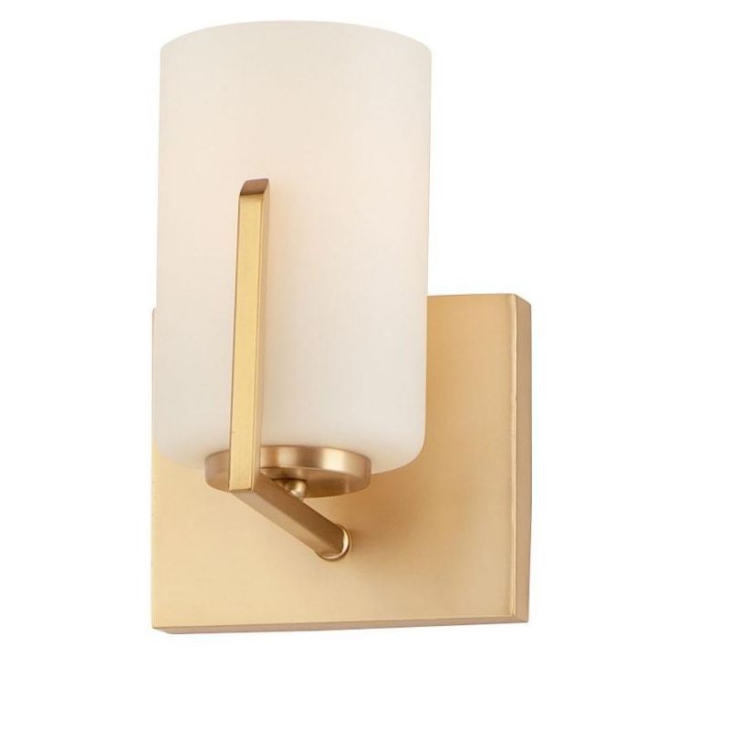 Modernist Dart Satin Brass Wall Sconce with Frosted Glass Shade
