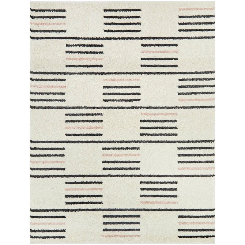 Cream Rectangular Synthetic Kids' Stain-Resistant Area Rug