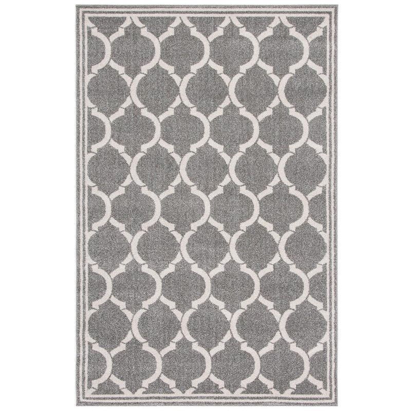 Modern 8' x 10' Dark Grey & Beige Geometric Synthetic Area Rug