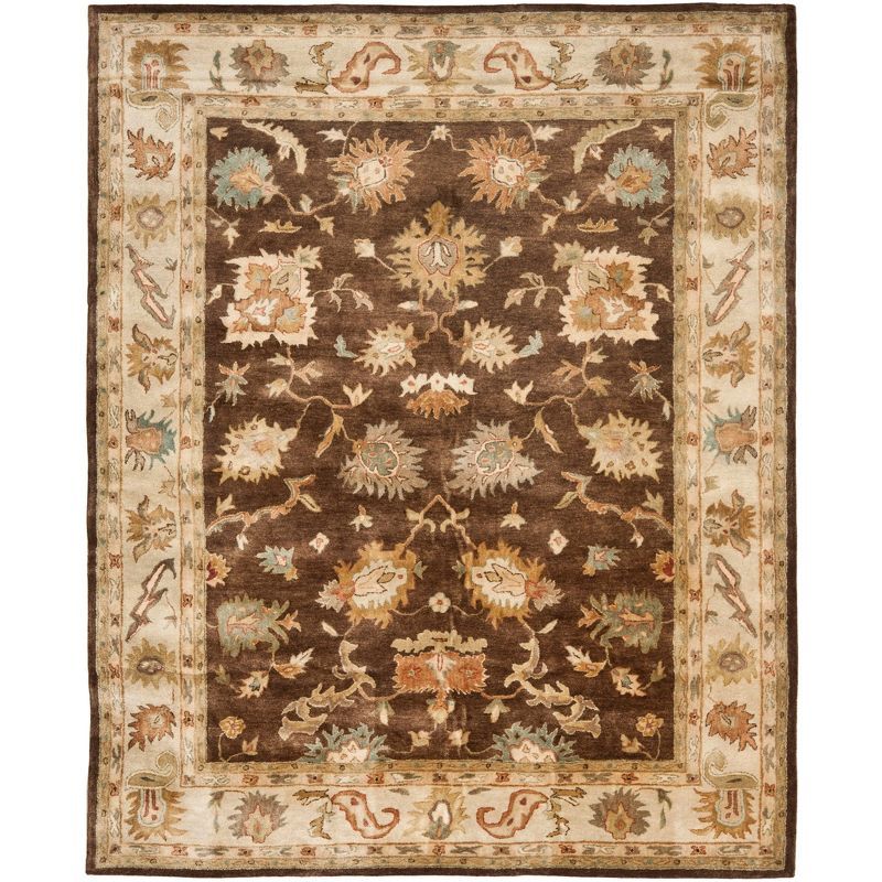 Bergama 6' x 9' Brown and Ivory Wool Hand-Tufted Area Rug