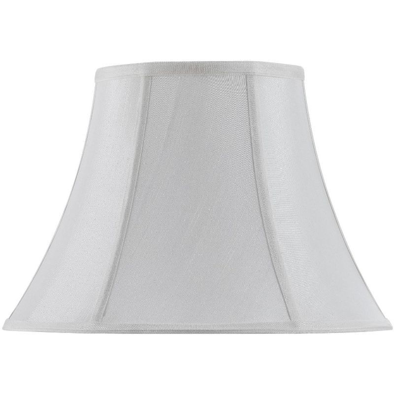 White Fabric Vertical Piped Bell Lamp Shade, 16"