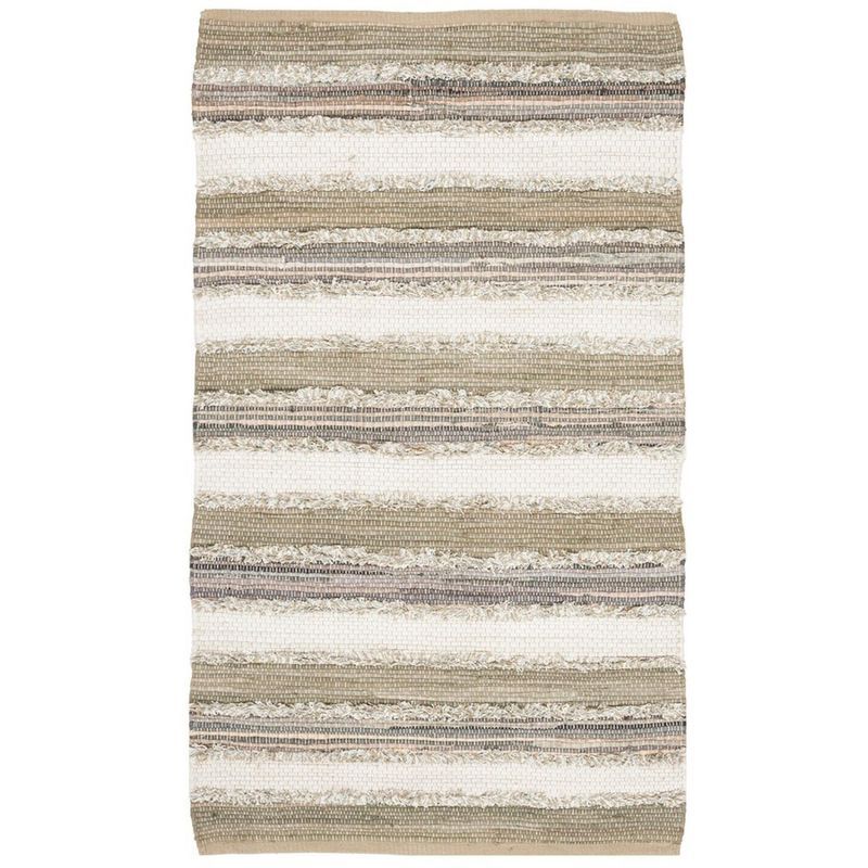 Beige and Multicolor Flat Woven Wool Cotton Area Rug