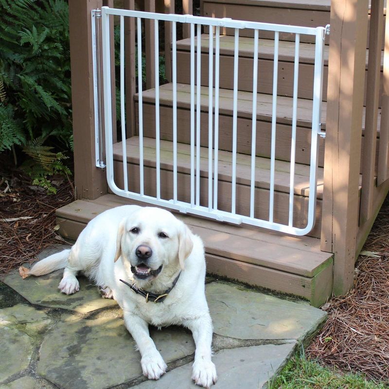 White Metal Outdoor Stairway Safety Gate