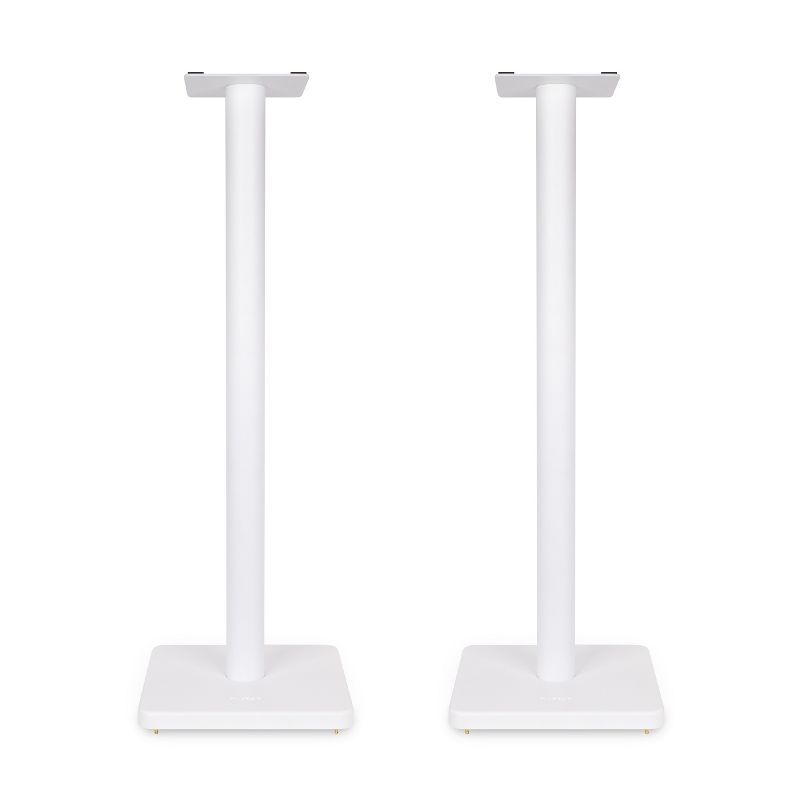 Matte White Metal Floor Speaker Stands with Cable Management