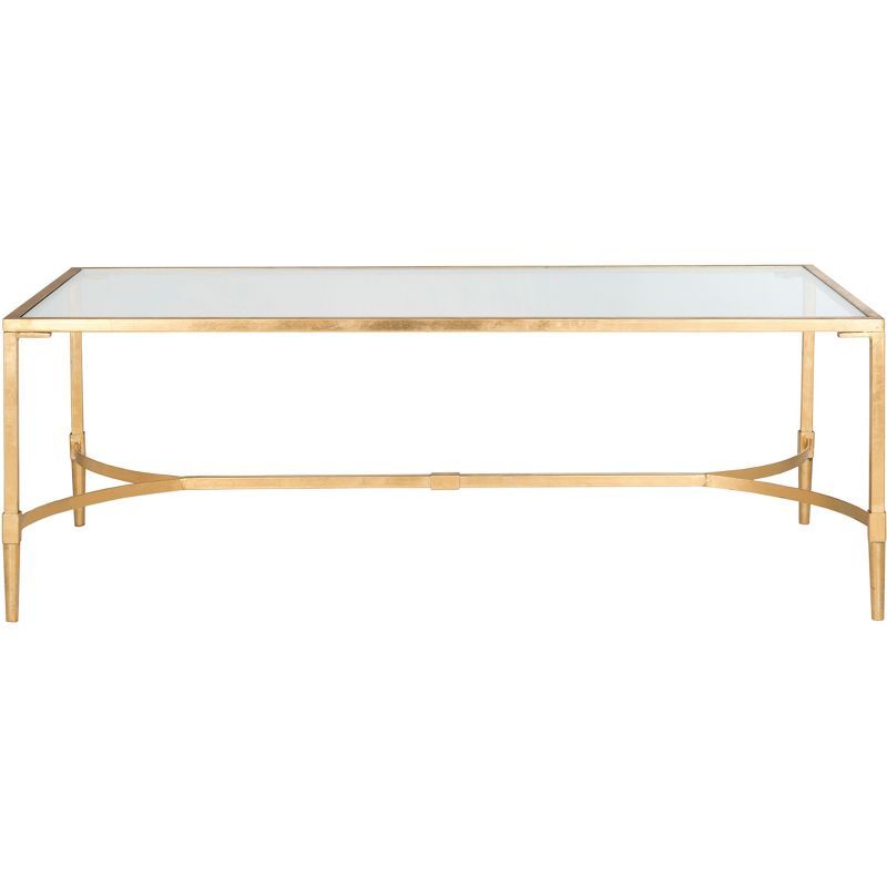 Transitional Antwan 50'' Gold Metal and Glass Coffee Table