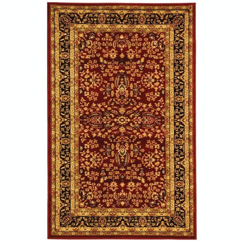 Red and Black Synthetic Traditional 4' x 6' Area Rug