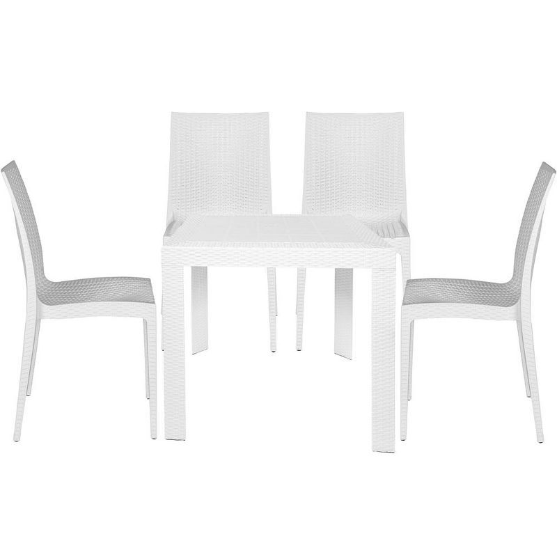 White Polypropylene Mid-Century 5-Piece Outdoor Dining Set