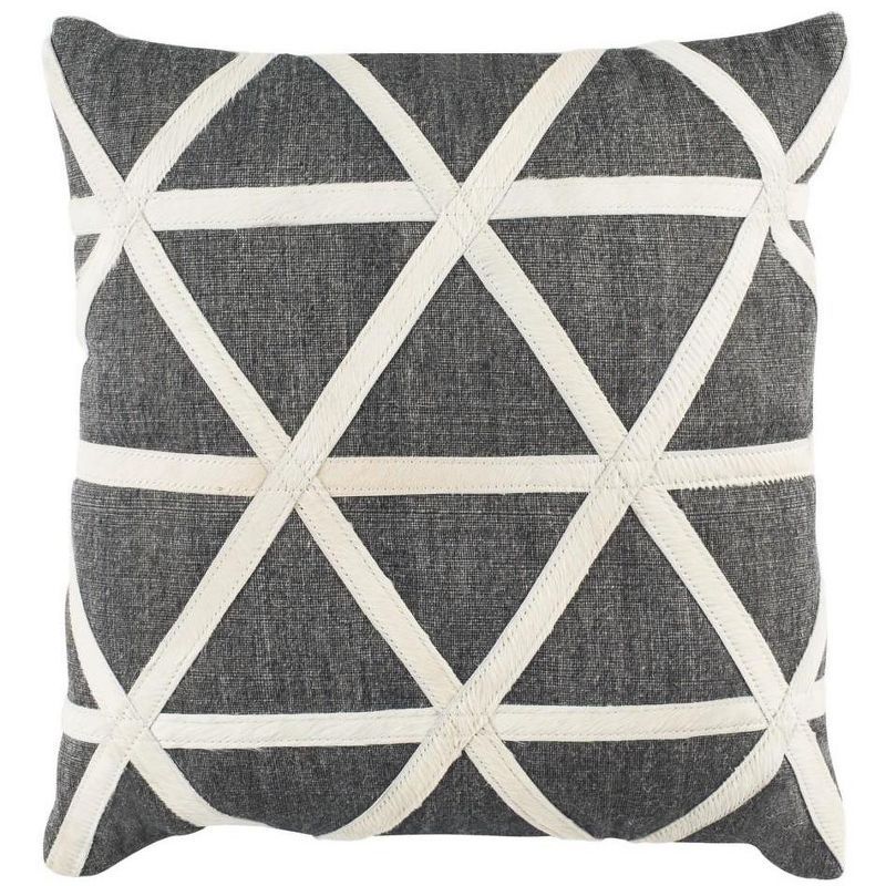 Viola 20'' Gray and White Cowhide Geometric Pillow