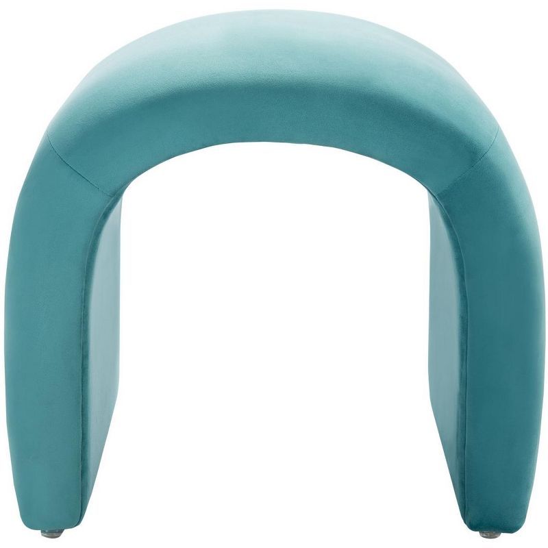 Kibo Sea Blue Velvet Modern Curved Ottoman
