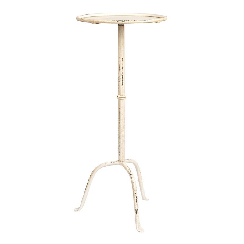 Antique White Metal Round Martini Accent Table