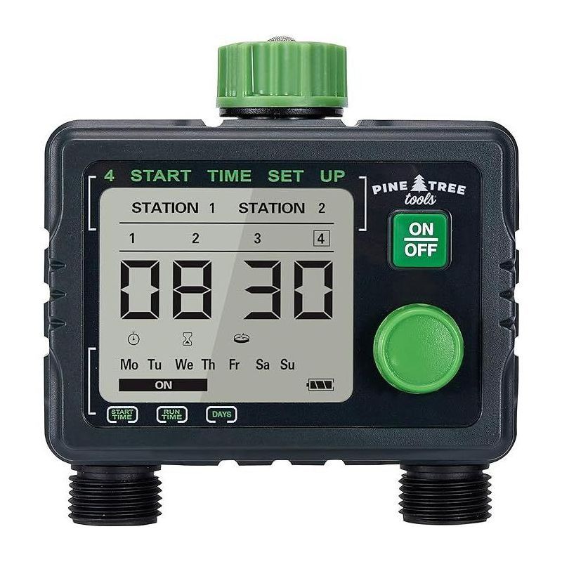 Programmable Black and Green 2-Outlet Hose Timer