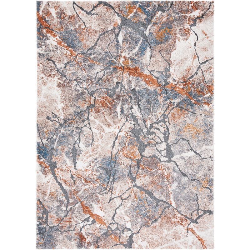 Cyrus Gray and Rust Abstract Shag Area Rug