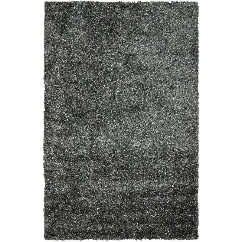 Malibu Charcoal Hand-Tufted Round Shag Rug, 5' x 8'