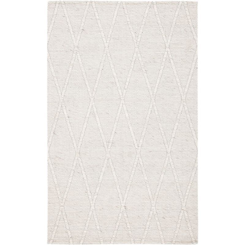 Ivory Flat Woven Wool and Synthetic 4' x 6' Area Rug