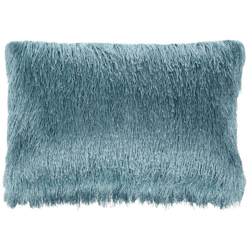 Blue Shag Rectangular Outdoor Accent Pillow with Zipper