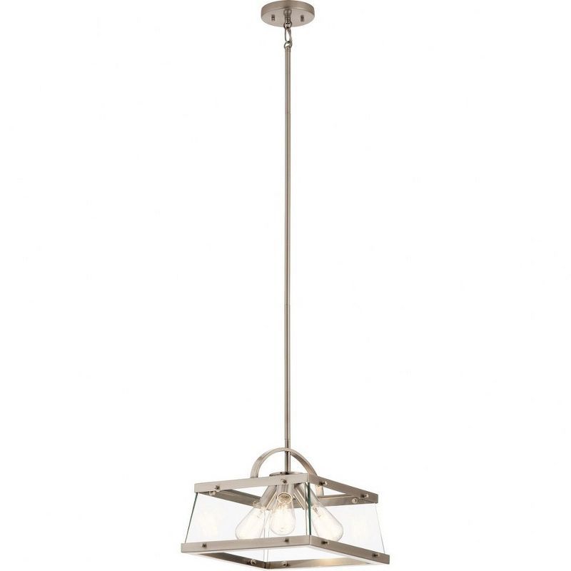 Darton 13.75" 3-Light Convertible Pendant with Clear Glass and Pewter Finish