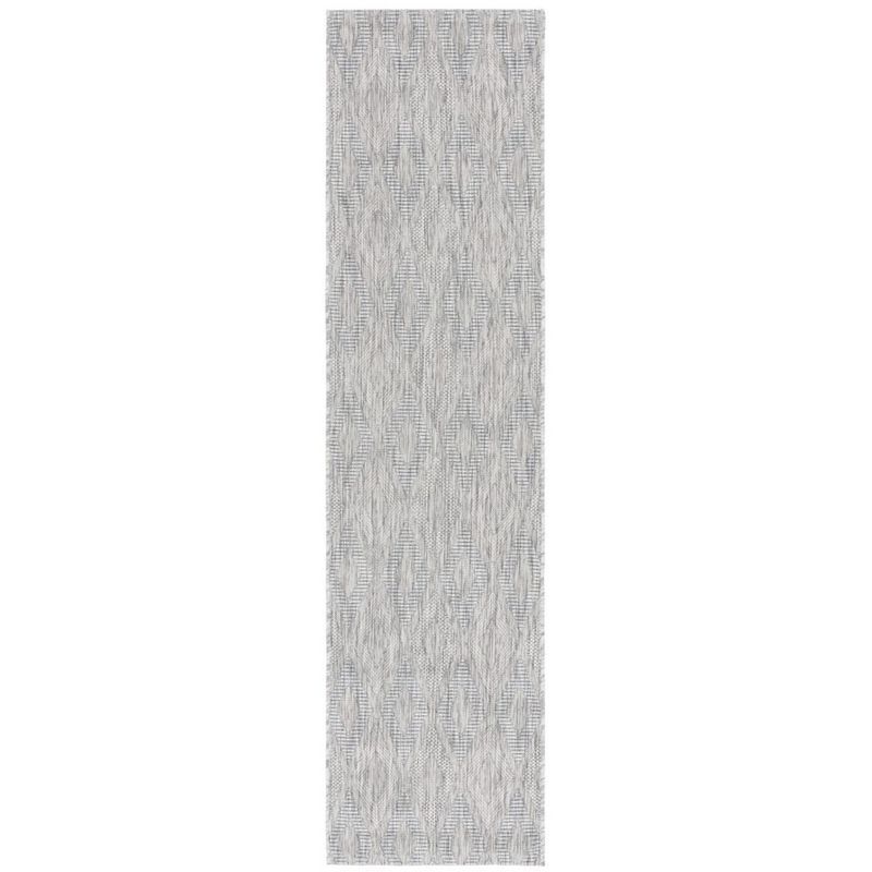 Gray Geometric Synthetic Low Pile Runner Rug