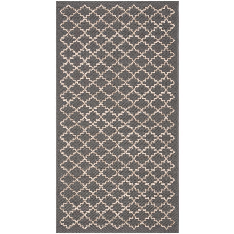 Anthracite & Beige 2'7" x 5' Synthetic Easy-Care Area Rug