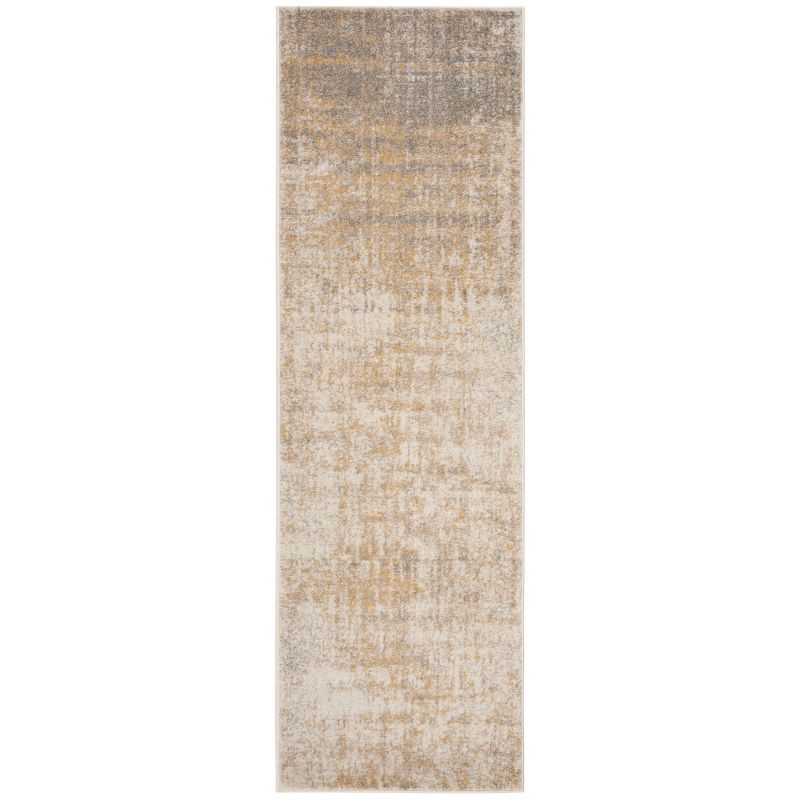 Chic Cream and Gold Synthetic 2'1" x 6' Runner Rug